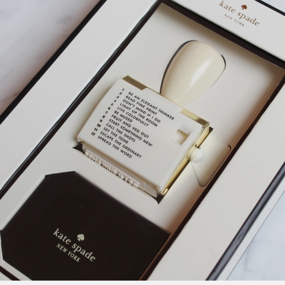 NIB Kate Spade Rotating Stamp with Ink Pad Black Ink